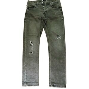 Zara Man Denimwear Mens 30 Distressed Ripped Faded Black Button‎ Fly Jeans #251C